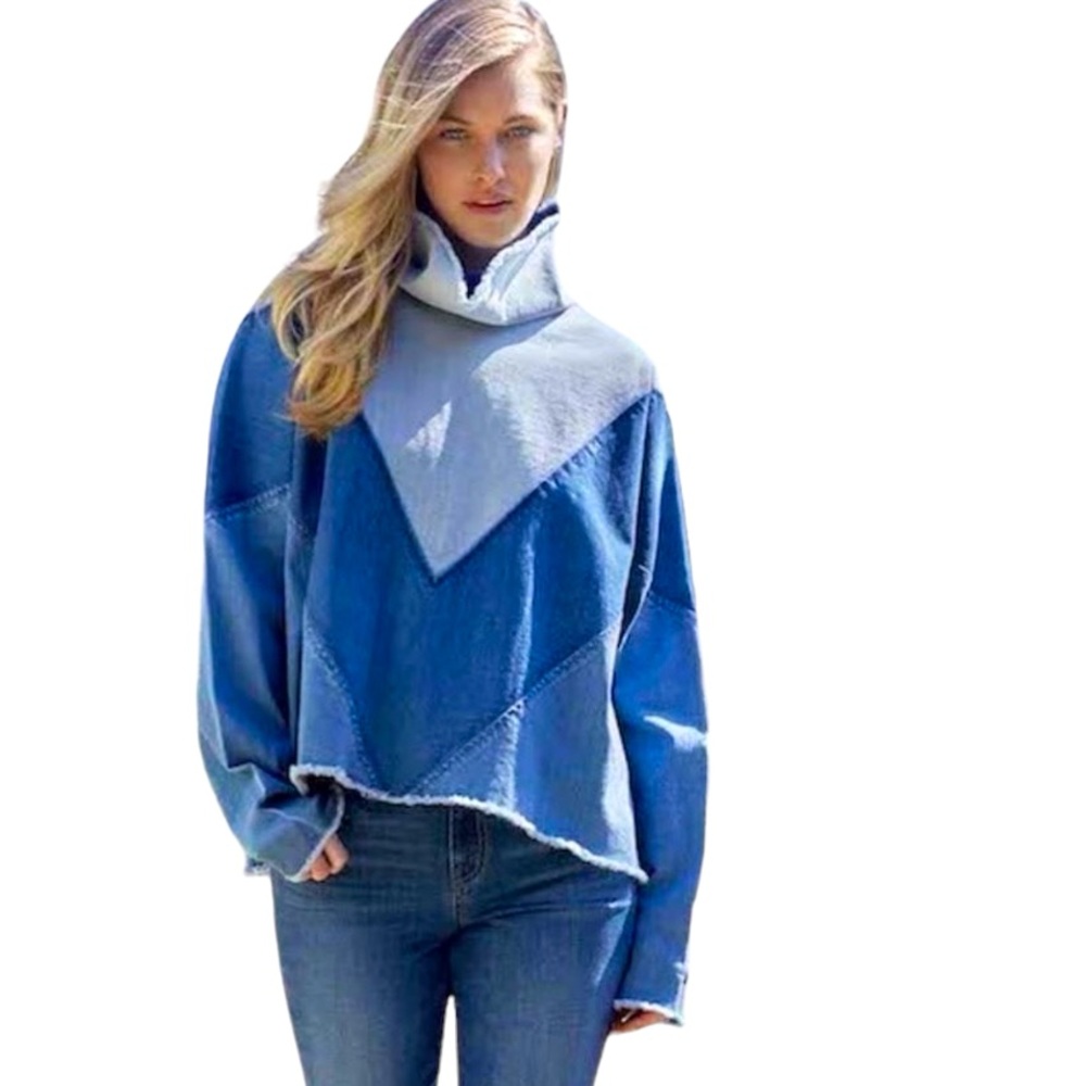 🌸2 for $50 NWT Ella Moss oversized top denim Mila  Sise S shirt boho style